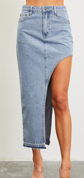 Sadie Thigh High Denim Skirt