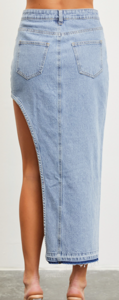 Sadie Thigh High Denim Skirt