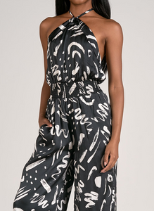 Camille Halterneck Abstract Jumpsuit