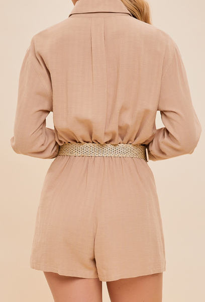 Hayden Buttoned Down Belted Romper