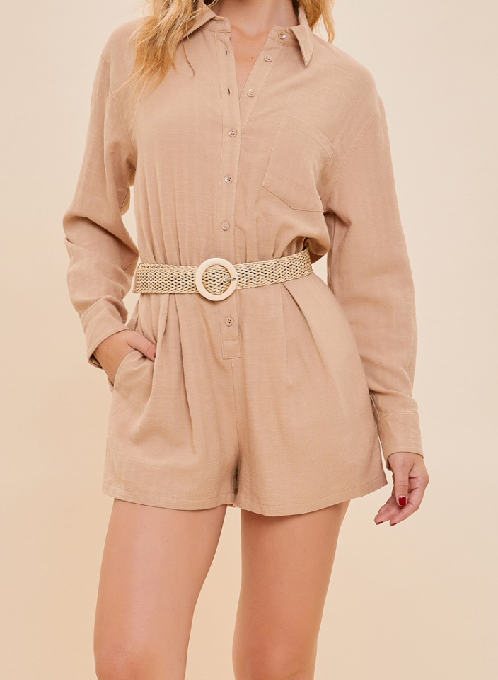 Hayden Buttoned Down Belted Romper