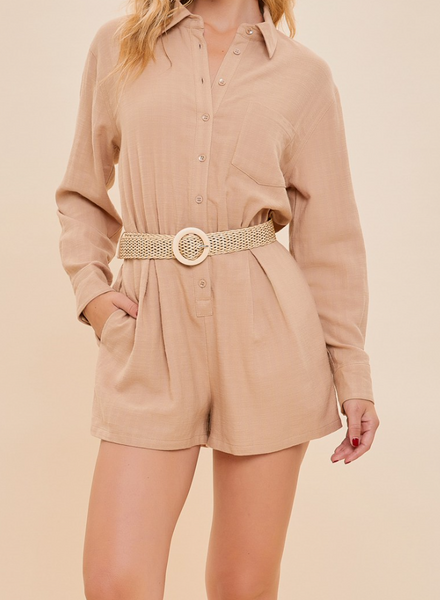 Hayden Buttoned Down Belted Romper