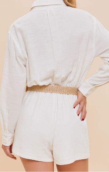 Hayden Buttoned Down Belted Romper