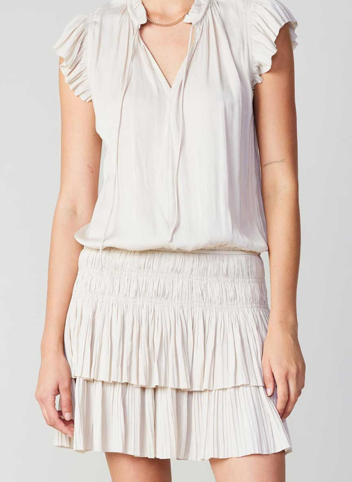 Kerri Pleated Sleeve Drop Waist Dress