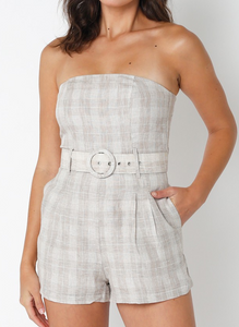 Lucy Belted Linen Romper