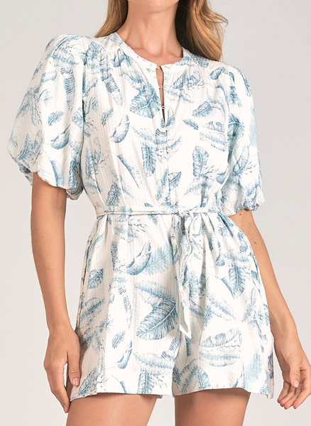 Hannah Puff Sleeve Buttoned Down Romper