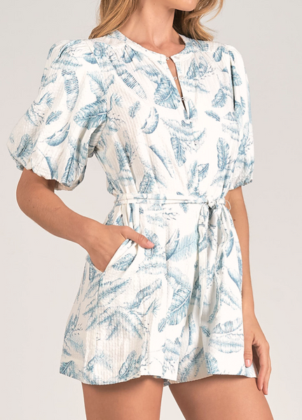 Hannah Puff Sleeve Buttoned Down Romper