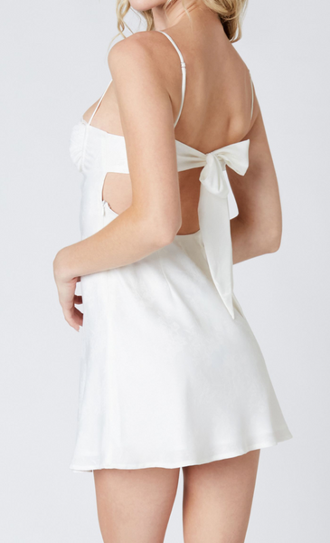 Lainey Lace Trim Drape Back Dress