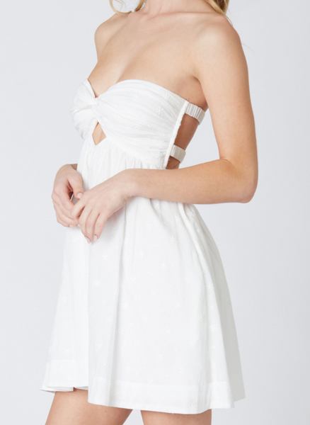 Tori Embroidered Strapless Dress