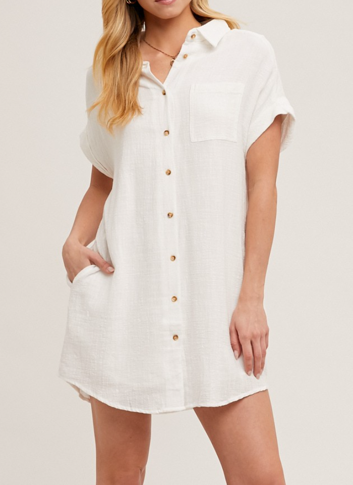 Maggie Buttoned Down Cotton Shirt Dress