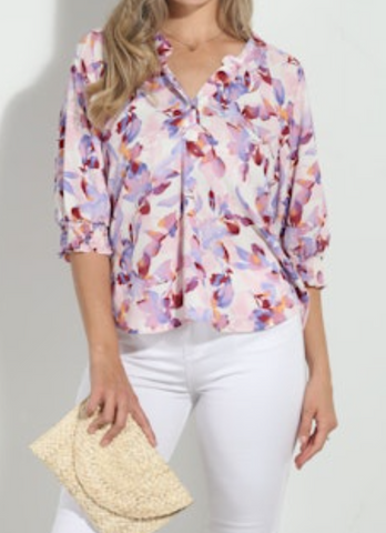 Charlotte Floral 3/4  Sleeve Top