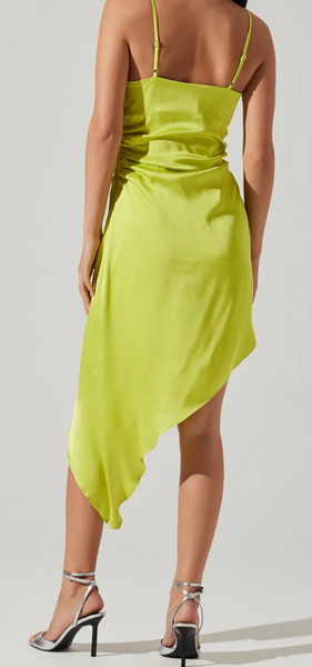 Nyah Asymmetrical Hem Midi Dress