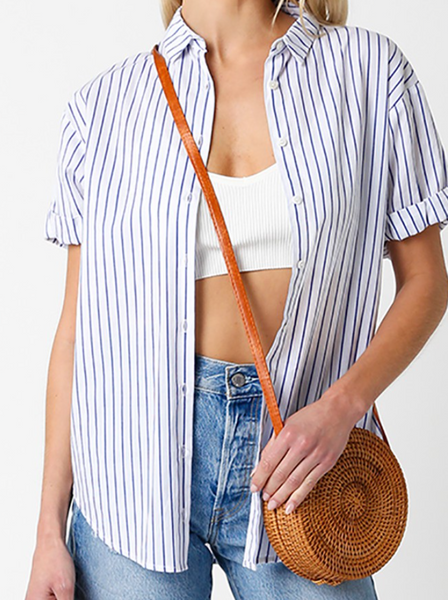 Evan Stripe Button Down Top