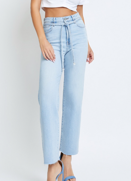 Meg Tie Belt Straight Leg Jeans