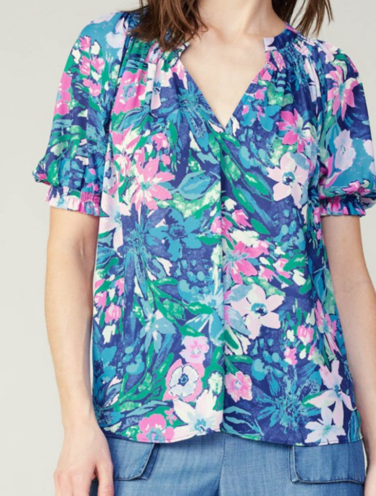 Marin Floral Split Neck Top