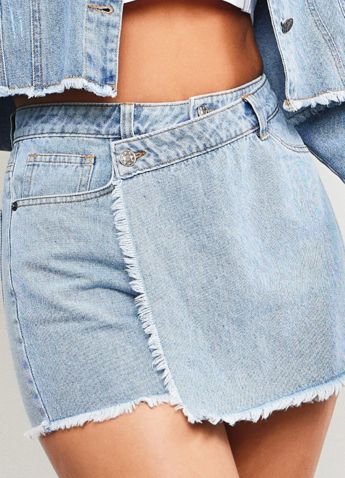 Cory Frayed Denim Skort