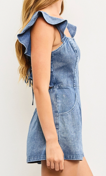 Kali Tie Back Denim Romper