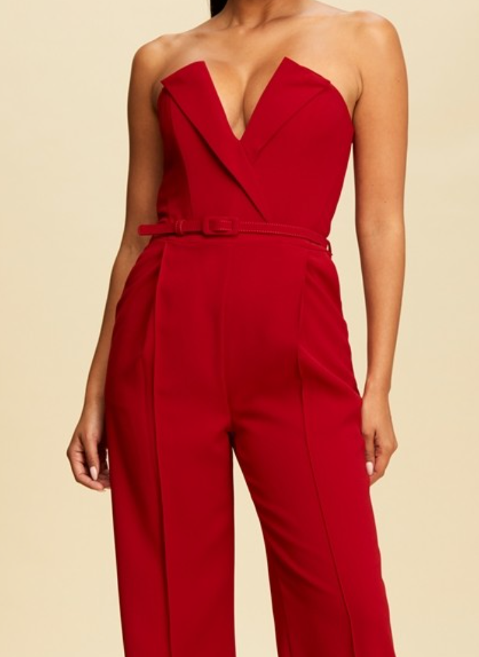 Britney Strapless Belted Jumpsuit