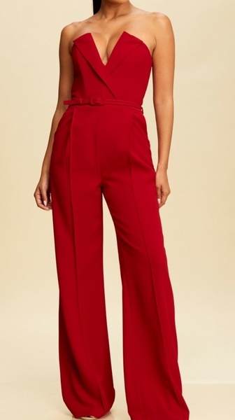 Britney Strapless Belted Jumpsuit