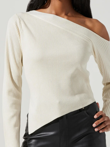 Kally Asymmetrical Hem/Shoulder Knit Top