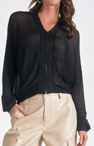 Chantel Shimmer Zip Up Cardigan