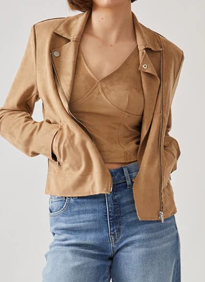 Frances Faux Suede Moto Jacket