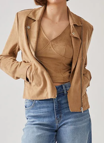 Frances Faux Suede Moto Jacket