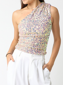 Ashlee One Shoulder Sequin Top