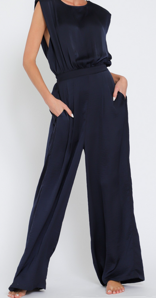 Heather Open Back Wide Leg Jumpsuit