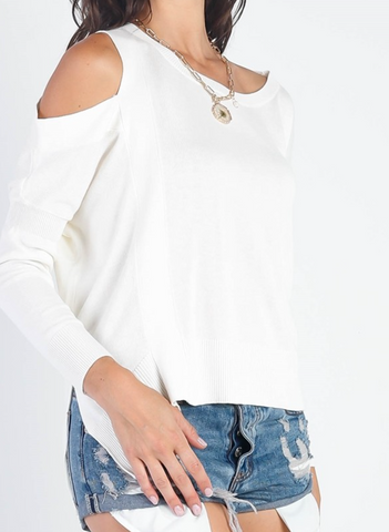 Carra Cold Shoulder Knit Top