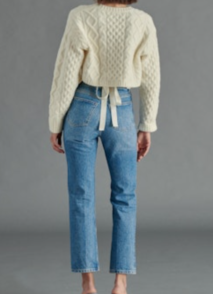 Kenzie Cable Knit Tie Back Sweater