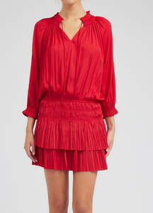 Kerri Pleated Drop Waist Dress