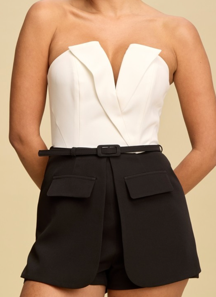 Tuxedo Strapless Romper