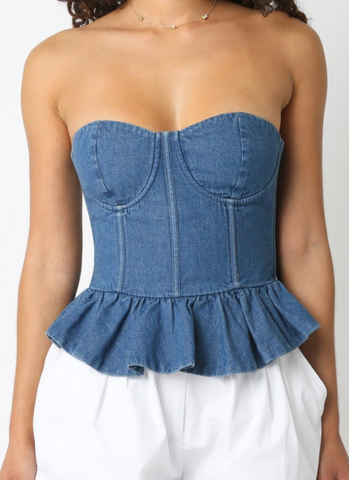 Lucy Denim Bustier Top