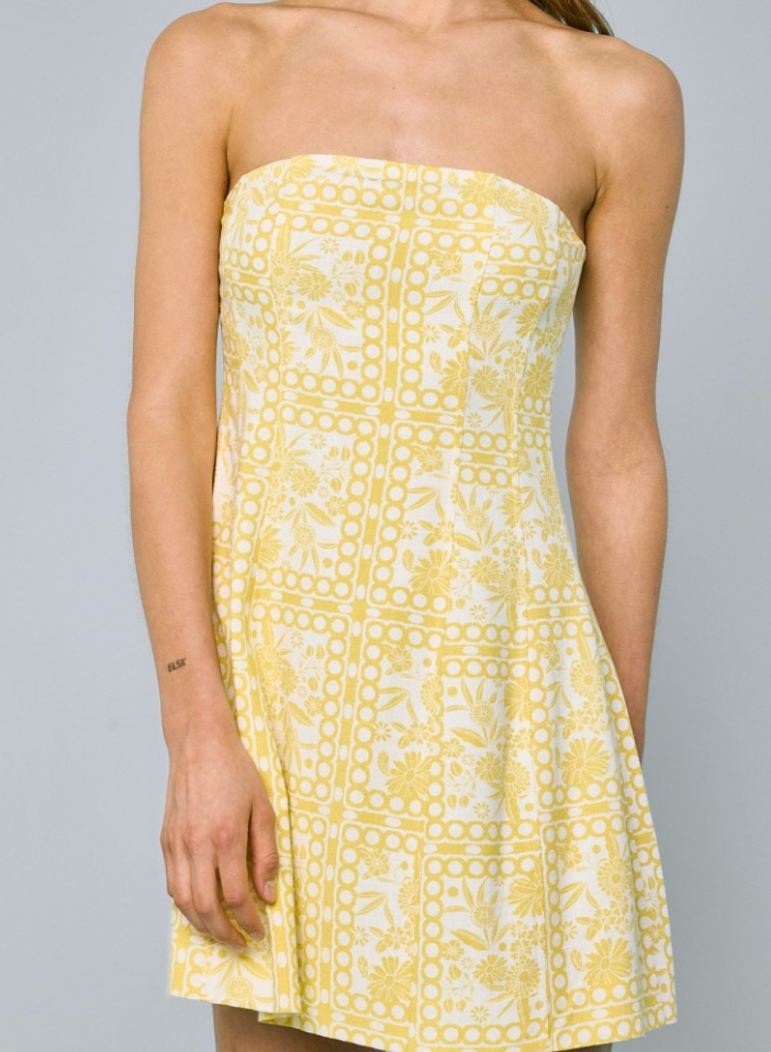 Grace Fit+Flare  Strapless Print Dress