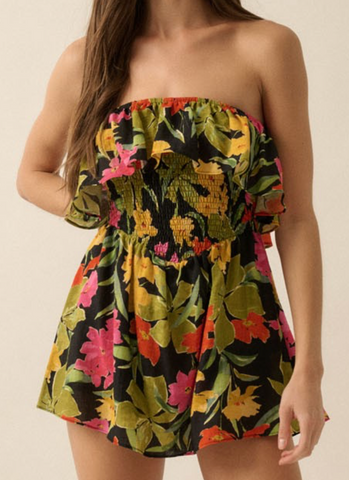 Meadow Floral Strapless Dress