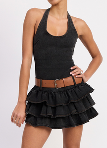 Jadyn Ruffle Belted Denim Dress