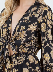 Kayla Tie Front Print Romper
