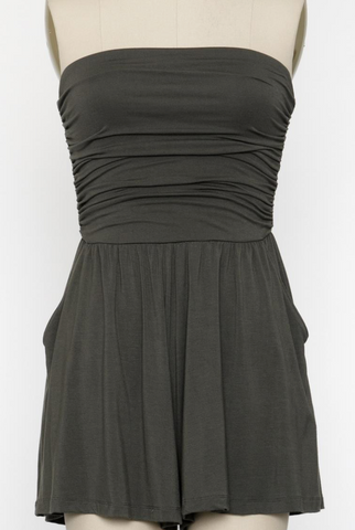 Jess Strapless Ruched Romper