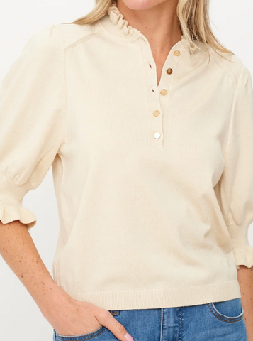 Jayne Ruffle Sleeve Light Knit Sweater