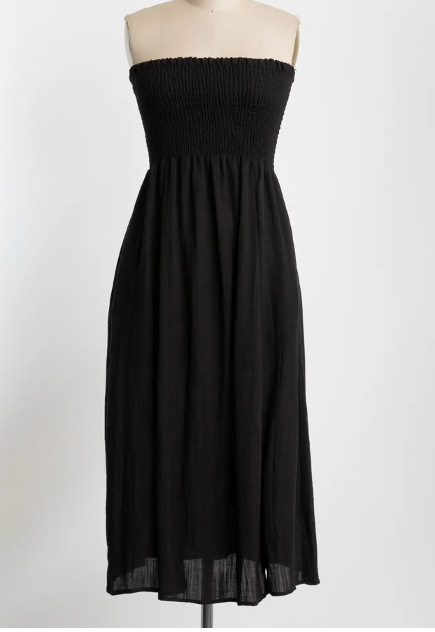 Lila Strapless Smock Midi Dress