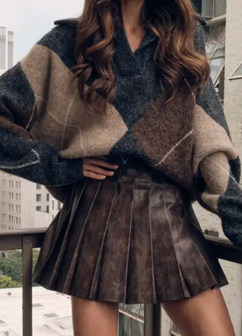 Blair Pleated Faux Leather Skirt