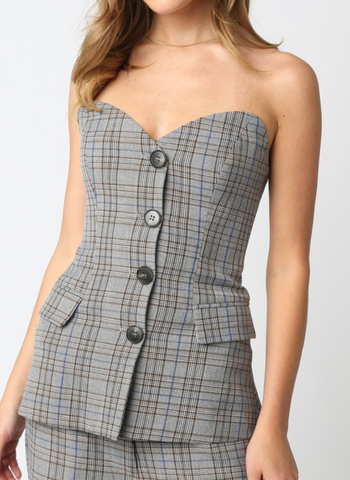 Drew Gingham Strapless top