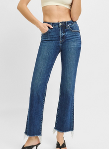 Avery Frayed Hem Slim Straight Leg Jeans
