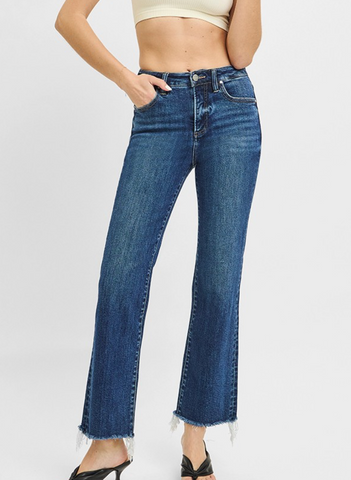 Avery Frayed Hem Slim Straight Leg Jeans