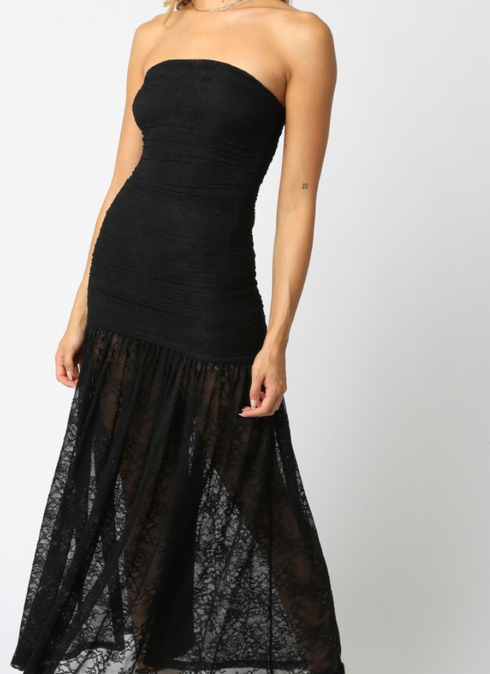 Valeria Lace Strapless Maxi Dress