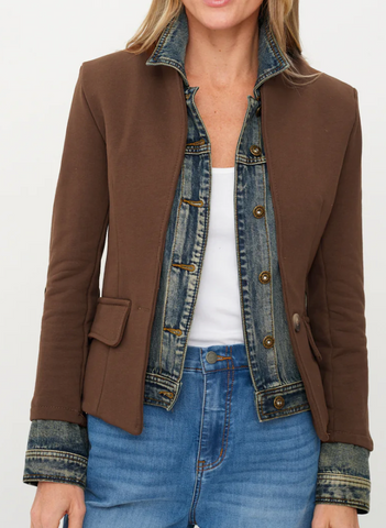 Jacey Mix Media Denim Jacket