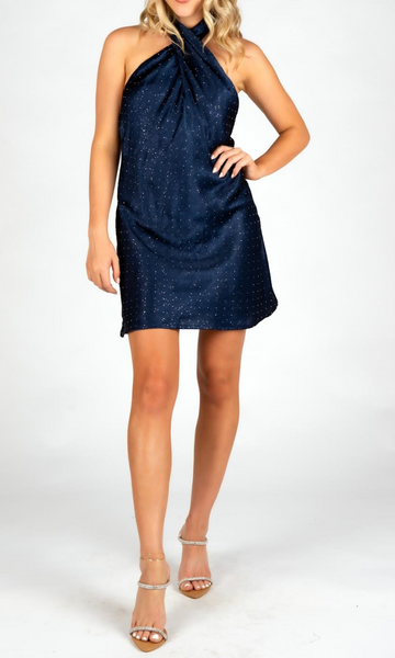 Jules Cross Front Rhinestone Dress