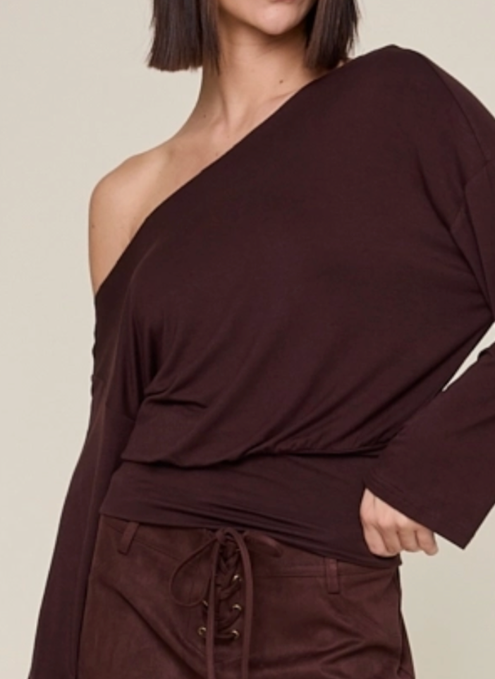 Ava Banded Off Shoulder LS Top