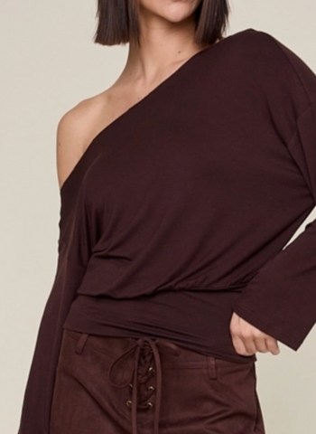 Ava Banded Off Shoulder LS Top